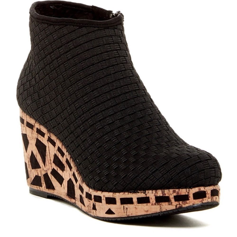 Zee Alexis Engie Woven Wedge Platform Bootie Cork.